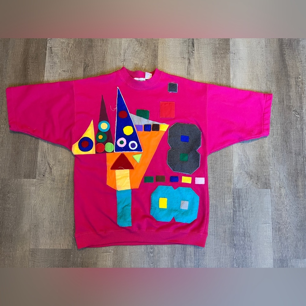 Vintage 90s geometric shape heart colorfull heavy material shirt size L